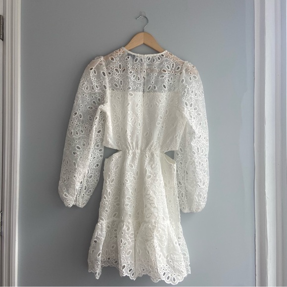 Lucy Paris Faith Cut Out White Eyelet Lace Mini Dress - Picture 11 of 12